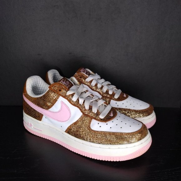 2006 Nike Air Force 1 Low Premium Snakeskin Women's Size 6.5 Hazelnut/Pink/White - Picture 3 of 6